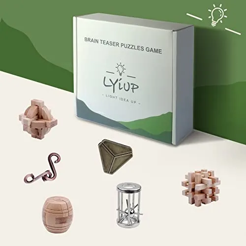 Brain Teaser Puzzles for Puzzle Games 28Pcs Mind Puzzles Wooden and Metal Puzzles Educational Toys 3D Puzzles Unlock Interlock IQ Puzzles for Teens