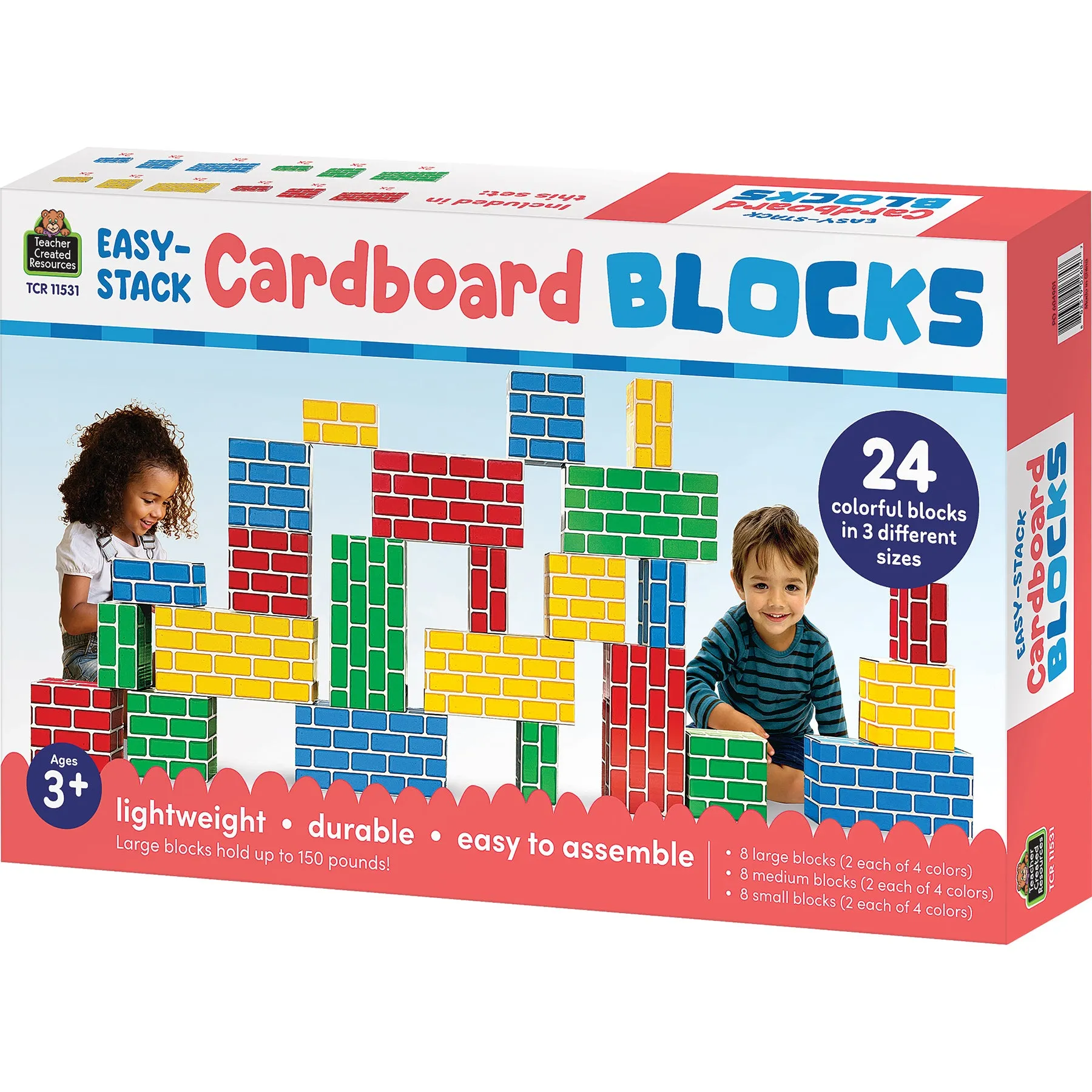 Teacher Created Resources Easy-Stack Cardboard Blocks - 24 Piece Set