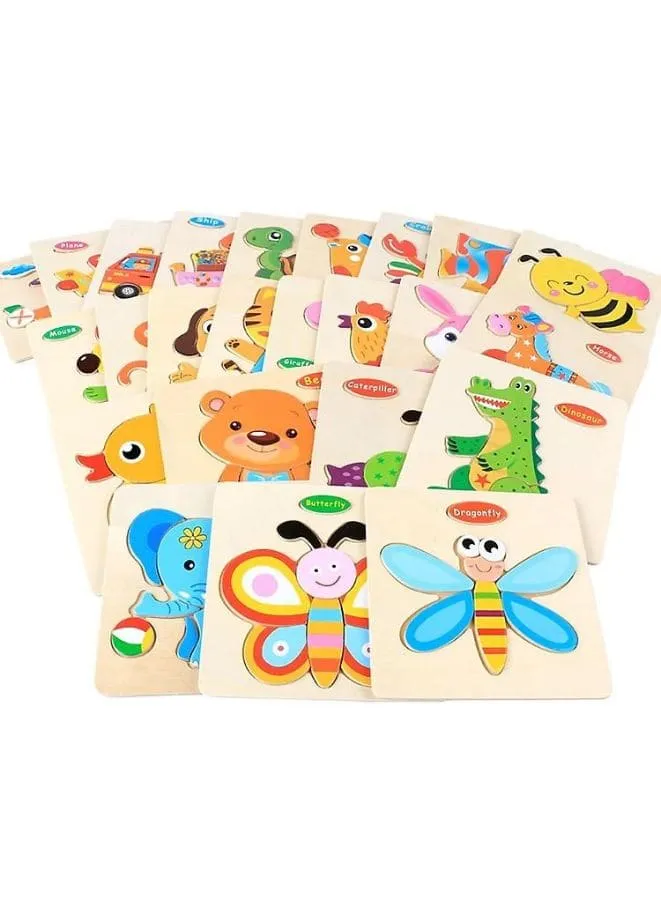 Wooden Puzzles for Kids Boys and Girls Animals Set Caterpillar & Butterfly