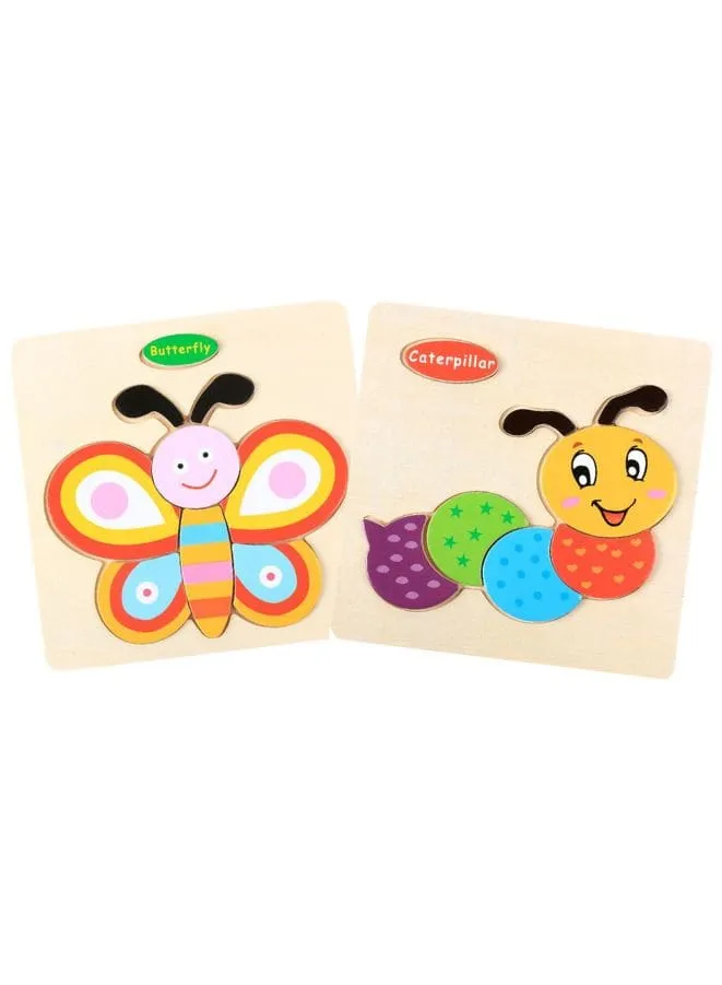 Wooden Puzzles for Kids Boys and Girls Animals Set Caterpillar & Butterfly